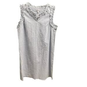 Kim Rogers Light Blue and White Seersucker Mini Dress